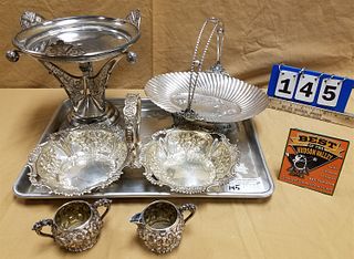 TRAY SILVERPLATE VICT. COMPOTW,BASKET ETC.