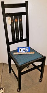 ARTS & CRAFTS SIDE CHAIR W/WOOD & PEWTER INLAY