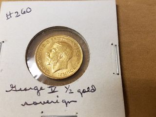 GEORGE V 1913 ENGLISH 1/2 GOLD SOVERIGN 2.6 DWT