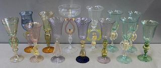 Lot of 13 Pieces of Murano Art Glass Stemware.