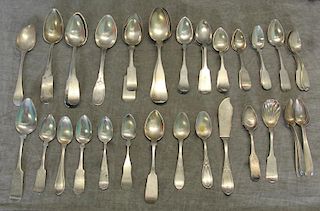 STERLING. Grouping of Coin Silver Flatware.