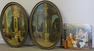 Lot of 3 Oil Paintings Incl. a Pair of Framed