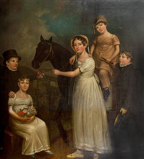 PORTRAIT OF THE FAWCETT CHILDREN OF BRADFORD OIL PAINTING
