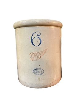 Six Gallon RED WING Vintage Stoneware Crock 