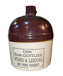 Vintage SAM GOTTLIEB Wines and Liquor Salt Glaze Jug
