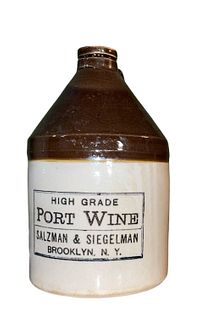 SALZMAN & SIEGELMAN Vintage Stoneware Port Wine Jug