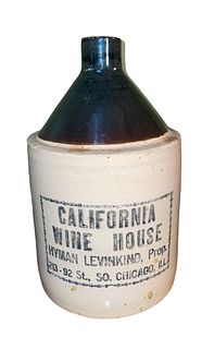 Vintage Stoneware CALIFORNIA WINE HOUSE Wine Jug