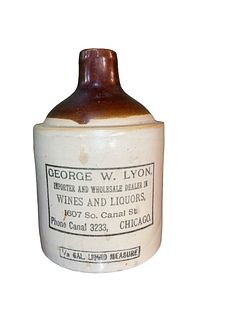Half Gallon Vintage Stoneware GEORGE LYON Wine Jug 