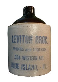 LEVITON BROS. Vintage Stoneware Wines & Liquor Jug