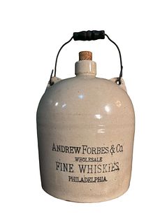ANDREW FORBES & CO. PA Vintage Stoneware Whiskey Jug