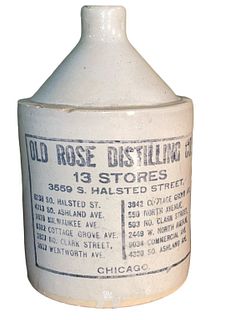 OLD ROSE DISTILLING CO. Vintage Stoneware Whiskey Jug