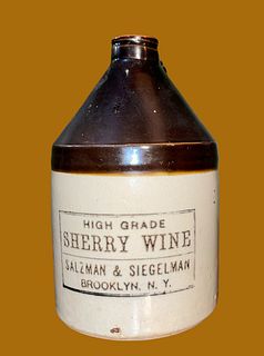 SALZMAN & SIEGELMAN Vintage Stoneware Sherry Wine Jug 