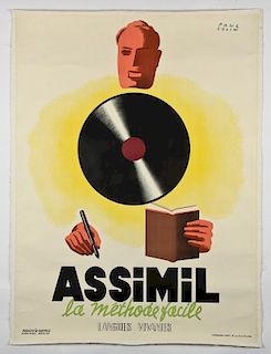 Original Paul Colin Assimil Advertising Poster