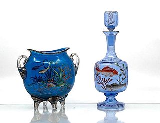 Two Moser Enamelled Sea Life Items