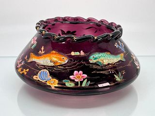 Moser Sculpted Enamel Bowl with Sea Life