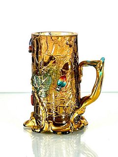 Moser Amber Crackle Mug with Applied Forms