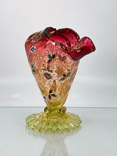 Moser Enameled Floriform Vase