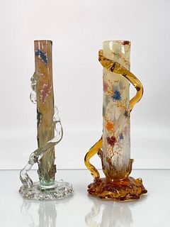 Two Moser Tree Trunk Form Vases