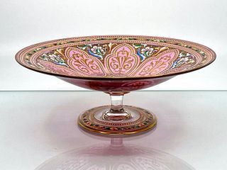 Moser Enameled Ruby Glass Compote