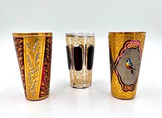 Three Moser/Moser Style  Glass Tumblers