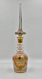 Moser or Bohemian Enameled Glass Decanter