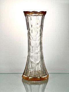 Moser or Bohemian Engraved and Gilded Vase