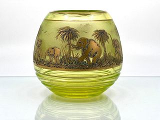 Moser Acid Etched Animor Vase, Elephant Parade