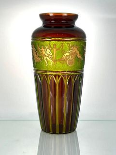 Val St. Lambert Acid Etched Vase, Classical Scene