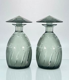 Pair of Moser Art Deco Stoppered Bottles