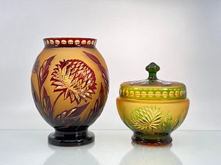 Two Moser Style Cut Glass Pieces