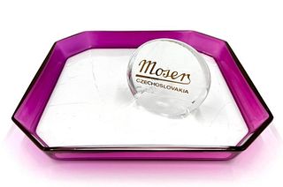Moser Glass Tray and Dealer Cabinet Logo