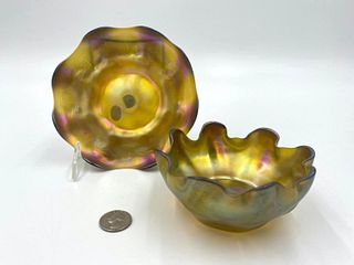 Tiffany Favrile Glass Fingerbowl and Underplate
