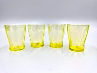 Four Vaseline Glass Cordials