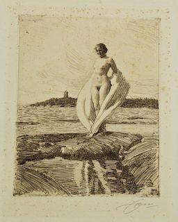 Anders Zorn (Swedish, 1860-1920) "The Swan", 1915