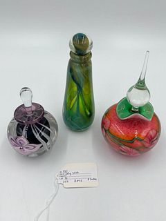 Three Contemporary Studio Glass Scent Bottles