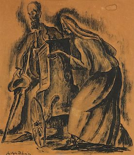 Adolf Arthur Dehn (American, 1895-1968) Ink painting, 1921