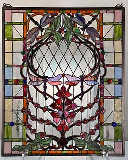 Meyda Tiffany Leaded Glass Panel, Modern