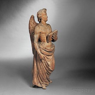 Carved Oak Angel Figure