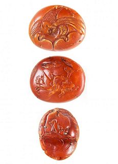 3 Ming/Qing Dynasty Chinese Amber Amulets