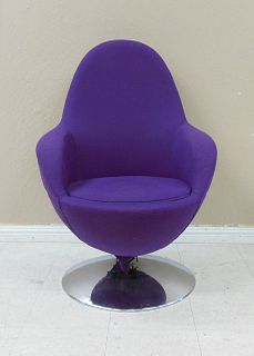 Modernist Chrome and Purple Upholstered Chair.
