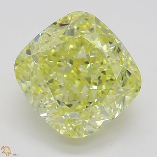 1.73 ct, Natural Fancy Intense Yellow Even Color, VVS2, Cushion cut Diamond (GIA Graded), Appraised Value: $49,600 