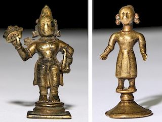Two Bronze Radha Statues, Ca. 1850, Bengal India