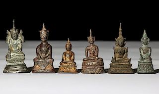 6 Bronze Buddha Statues, 17th-19th Century