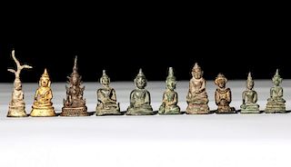 10 Buddhas/Monks, Burma, Laos, Thailand, Ca. 1800