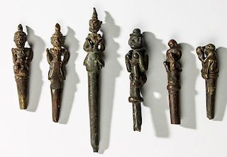 6 Bronze Tattoo Tools, Burma/Thailand, 19th C.