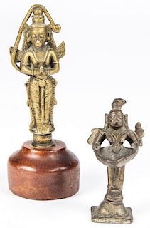 2 Antique Bronze Indian Figures