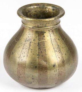 Antique Bronze Copper Inlaid Ritual Bowl, South India