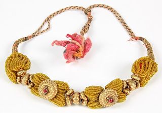 Antique Indian Gold and Glass Bead Necklace