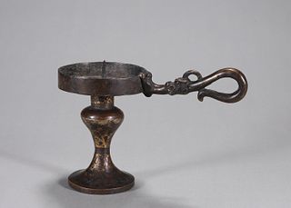 A bronze dragon head lamp