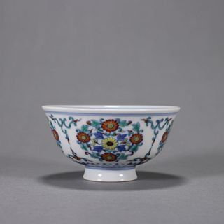 A doucai blue and white porcelain cup